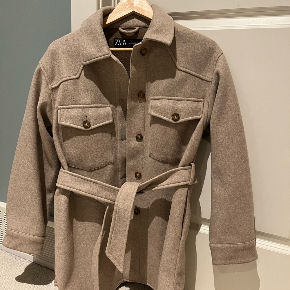 Zara belted shirt jacket, S